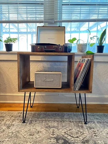 Vista 4 de Table For Record Player Stand Cabinet MCM Mid Century Modern with Hairpin Legs