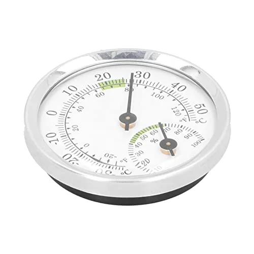 Vista 3 de Termómetro de dial, termómetro interior tipo dial, higrómetro, puntero tipo mini medidor de temperatura y humedad, verde plateado, termómetros