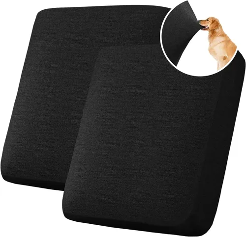 Vista 9 de H.VERSAILTEX Fundas de cojín individuales de lino tejido resistente al agua para sofá de 3 cojines, fundas protectoras de cojín