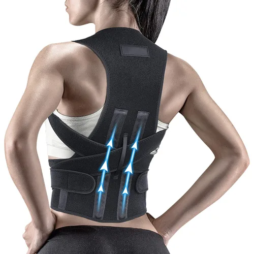 Frii - Corrector de postura p/mujeres y hombres, soporte enderezador de espalda, hombros, lumbar; ajustable, transpirable; para mejorar la postura,