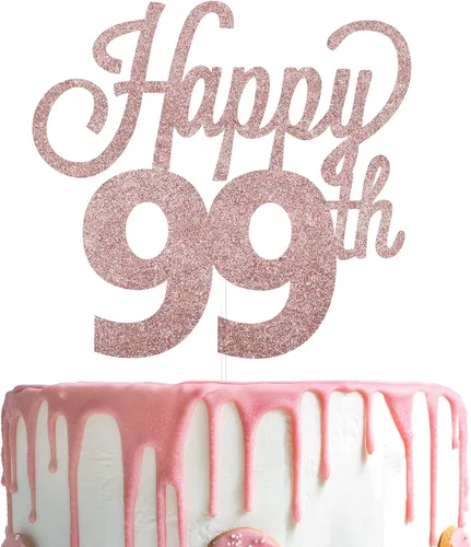 Vista 107 de LINGTEER - Decoración para pastel con texto "Happy Birthday 100", color negro