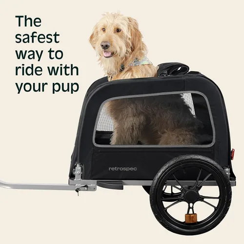 Vista 3 de Retrospec Rover Waggin' - Remolque de bicicleta para mascotas, para perros pequeños y medianos, marco plegable con ruedas de 16 pulgadas