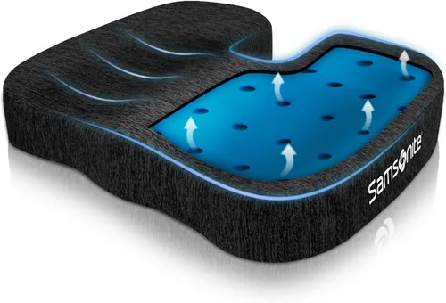 Vista 12 de Samsonite Cojín de asiento de espuma viscoelástica, cojín ergonómico para silla de oficina, almohadilla de presión de coxis, soporte de coxis