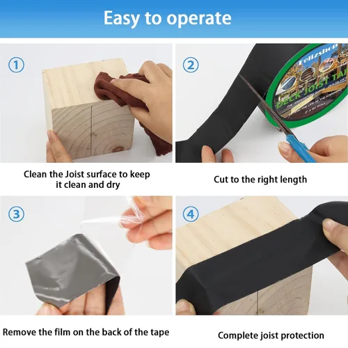 Vista 5 de Cinta de vigueta de cubierta de 2 x 50 pies, cinta adhesiva de butilo para cubierta, impermeable y resistente a la intemperie, cinta intermitente