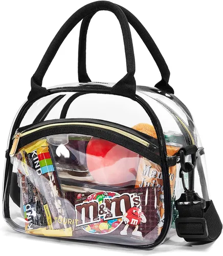 Vista 6 de TOURIT Bolsa de almuerzo transparente aprobada para estadios, bolsa transparente con correa ajustable, lonchera transparente para mujeres y hombres