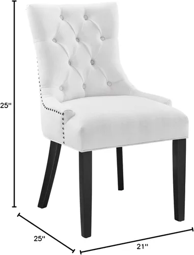 Vista 3 de Modway Regent - Silla de comedor de tela tapizada con botones en color blanco