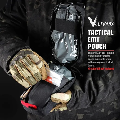 Vista 5 de Tactical MOLLE IFAK First Aid Medical Pouch, Rip-Away EMT Accessories for Trauma Kit Small Medical Bag for Car Headrest, Outdoors