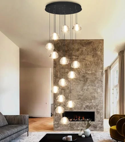 Vista 19 de Lámpara colgante moderna de cristal para isla de cocina, comedor, dormitorio, pasillo, color negro