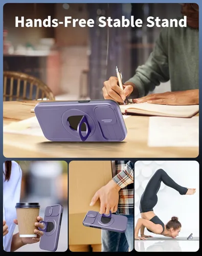 Vista 13 de Funda magnética para iPhone 11 Pro compatible con carga inalámbrica MagSafe, con 2 protectores de pantalla, anillo kickstand de 360° integrado +