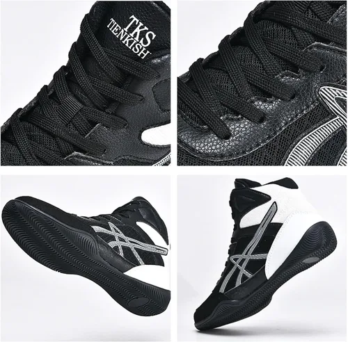 Vista 4 de Zapatos de boxeo unisex, cómodos y profesionales, antideslizantes, botas de boxeo informales, ligeras, duraderas, con malla transpirable