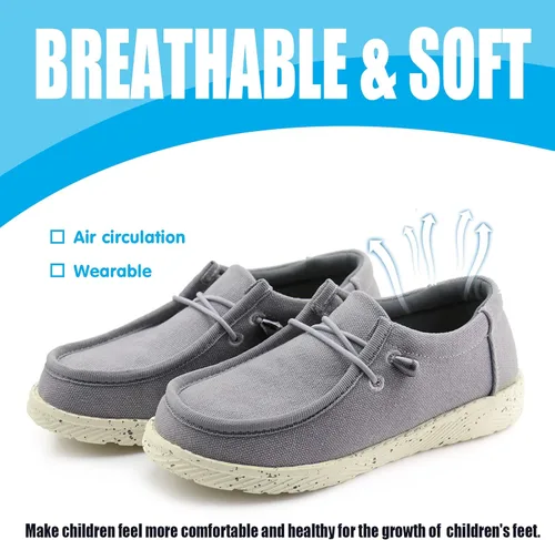 Vista 5 de firelli Mocasines de lona para niños y niñas, zapatos escolares para caminar
