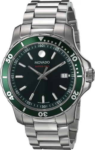 Movado Series 800 caja de acero inoxidable esfera verde pulsera de acero inoxidable mujer 2600136