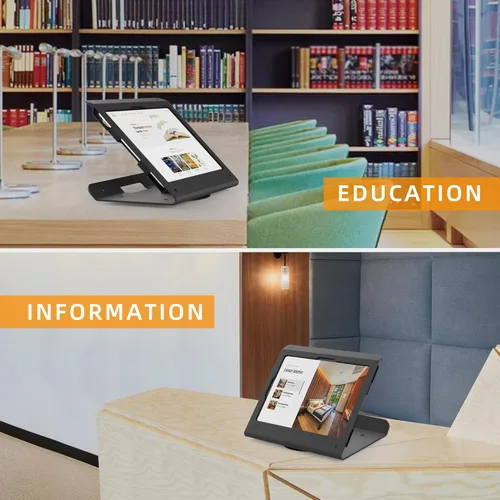 Vista 3 de Soporte para tablet POS, soporte de quiosco de acero resistente con base giratoria de 360°, antirrobo, compatible con iPad 10 de 10.9 pulgadas, Pro