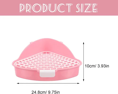 Vista 4 de POPETPOP Caja de arena de conejo, bandeja triangular para inodoro de conejo, bandeja de inodoro para conejillos de indias, ropa de cama