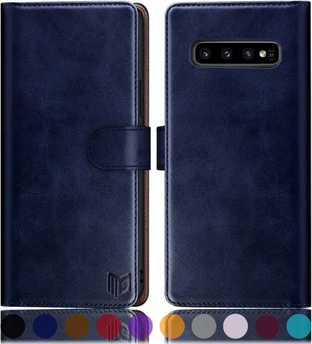 Vista 9 de SUANPOT Funda de piel tipo cartera para Samsung Galaxy S10+/S10 Plus 6.4 (no compatible con S10, S10e) para hombres con bloqueo RFID, tarjetero