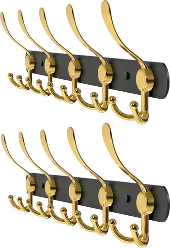 Vista 16 de Perchero de pared con 5 ganchos triples, acero inoxidable de 16 pulgadas – acabado mate negro, perchero resistente montado en la pared para abrigos