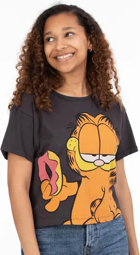 Vista 6 de Garfield Camiseta recortada para mujer, camiseta de color carbón para mujer
