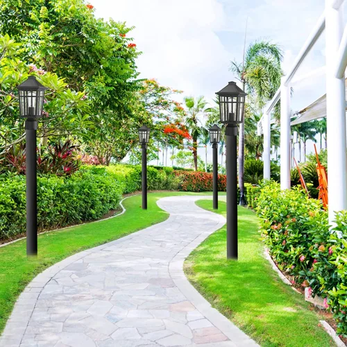 Vista 9 de Darkaway Luces de poste para exteriores + adaptador de luz para poste, iluminación de cubierta de poste de valla para jardín, patio, camino