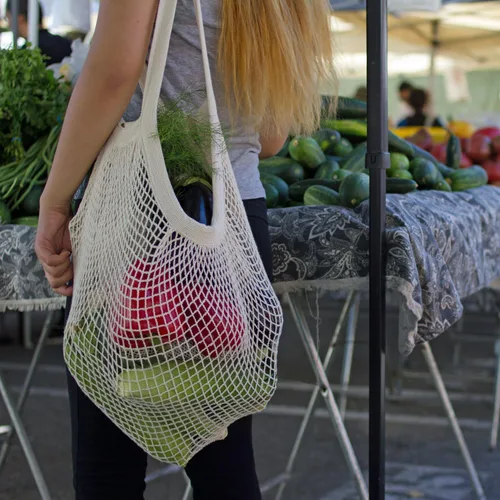 Vista 4 de Simple Ecology Bolsa de cuerda de algodón orgánico resistente con doble asa