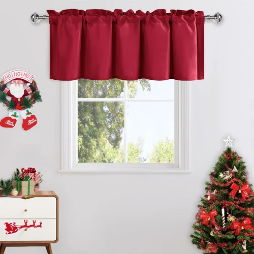 Vista 55 de DWCN Cenefa para ventanas, cenefa de cortina de cocina, cenefa corta sólida, con bolsillo para barra, cortinas para ventana de baño/sótano, 1 panel