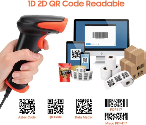 Vista 3 de Tera Pro Wireless 2D QR Barcode Scanner 3 en 1 Bluetooth y 2.4GHz inalámbrico y conexión con cable USB Conectar teléfono inteligente Tablet PC