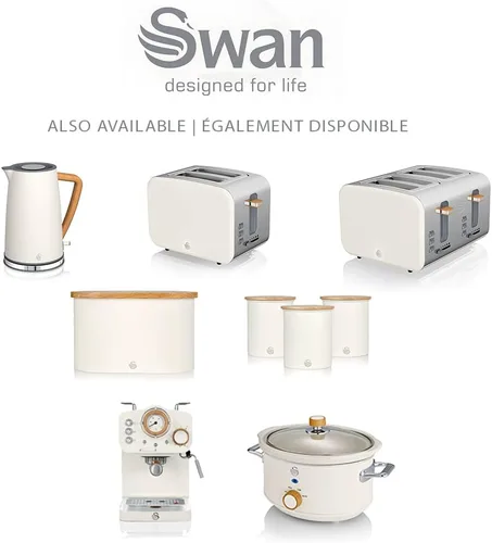 Vista 3 de Salton Swan - Máquina de café espresso nórdico con espumador de leche, tanque de 1.2 L, algodón mate blanco