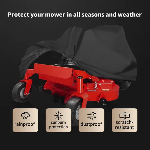 Vista 3 de Funda para cortacésped, cubierta para cortacésped, poliéster 420D Oxford, impermeable, resistente a los rayos UV, cubierta de tractor