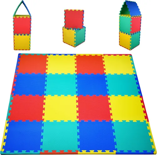 KC Cubs Suave y seguro, no tóxico, para niños, rompecabezas multicolor entrelazado para ejercicio, tapete de espuma EVA para el suelo y la