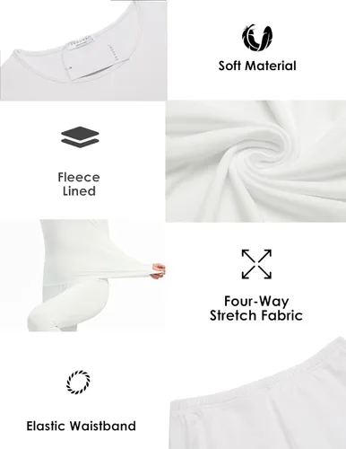 Vista 3 de Ekouaer Conjunto de ropa interior térmica para mujer, con forro polar de microforro polar largo, capa base, térmicas, conjunto de 2 piezas, tallas