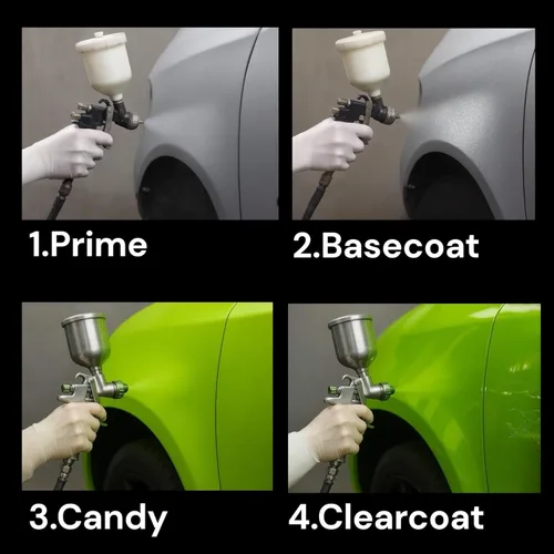 Vista 2 de LiME LiNE 4 onzas de concentrado de caramelo transparente, pintura automotriz a base de solvente (Azul caramelo 4 onzas)