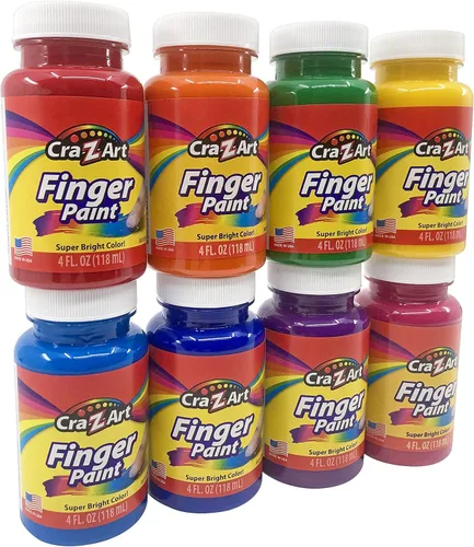 Cra-Z-Art Pintura de dedos lavable para niños, paquete al por mayor de 8 unidades, colores surtidos 4 oz cada botella