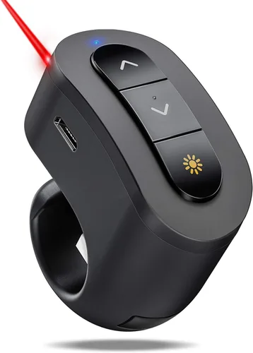 Anillo de dedo recargable inalámbrico para presentador clicker para PowerPoint, Keynote, Mac, portátil - Control remoto de presentación USB con 2.4