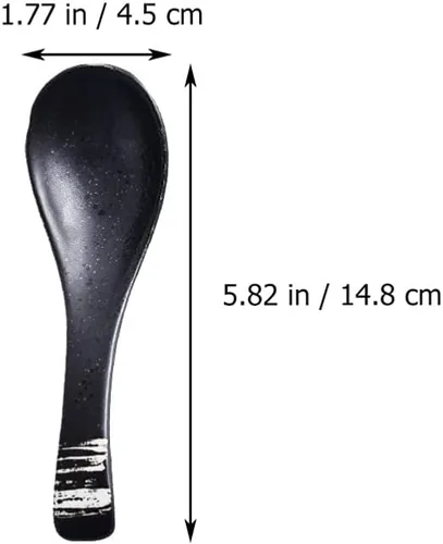 Vista 3 de DOITOOL Juego de 5 cucharas de sopa de estilo japonés, cucharas de sopa asiáticas, cucharas de ramen de cerámica, cucharas de servir chinas