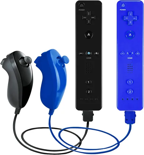 PGYFDAL 2 Pack Remote Controller and Nunchuck Joystick for wiiwii u Console Gamepad with Silicone Case and Wrist Strap for Holiday Black and Dark