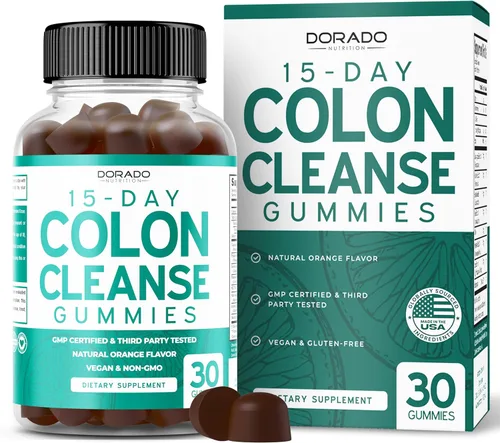 Gomitas de limpieza de colon y desintoxicación de 15 días de limpieza intestinal (30 gomitas), limpieza intestinal y probiótico para laxante suave y