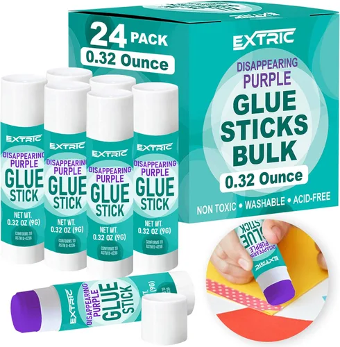 Barras de pegamento a granel para aula, 24 unidades, pegamento morado para niños, 0.32 onzas | Cantidad: 24 Count Size: 0.32 Once, Colores: Púrpura