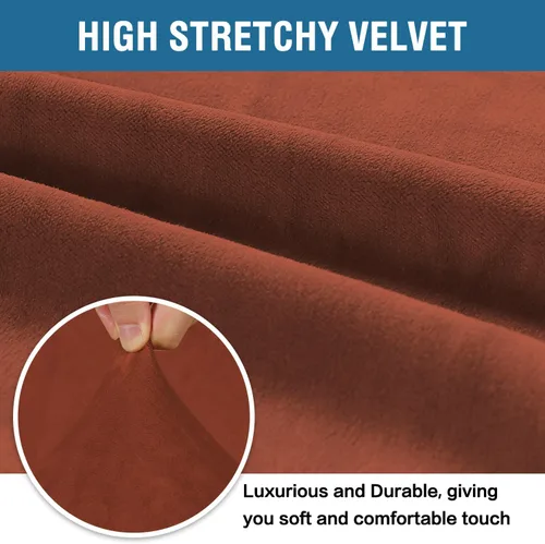 Vista 55 de H.VERSAILTEX Fundas de terciopelo elástico para sofá biplaza de 2 cojines para sala de estar, fundas de sofá con correas antideslizantes, terciopelo