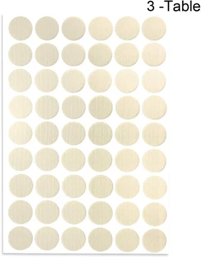Vista 2 de uxcell Calcomanías autoadhesivas de plástico texturizado para gabinetes de muebles de madera, 0.827 in de diámetro, 162 piezas en 3 hojas de relieve