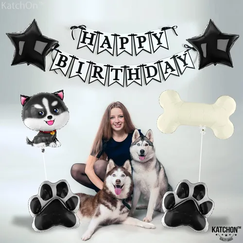 Vista 7 de KatchOn, Lindo globo de perro Husky de 26 pulgadas, paquete de 6 globos de perro Husky, decoraciones de cumpleaños de Husky Globos con estampado