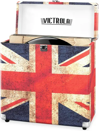 Vista 6 de Victrola Collector – Estuche de almacenamiento para discos de vinilo – Capacidad para más de 30 discos de vinilo para tocadiscos, hardware
