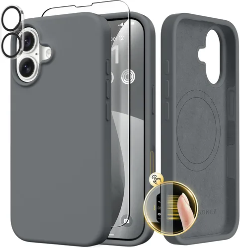 Vista 830 de GONEZ Funda magnética para iPhone 14, compatible con Magsafe, con protector de pantalla + protector de cámara, forro de microfibra antiarañazos