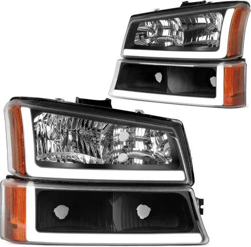 Vista 9 de DWVO Conjunto de faros delanteros compatible con Chevy Silverado 2003 2004 2005 2006 03 04 05 06 Chevrolet Avalanche lente ahumada
