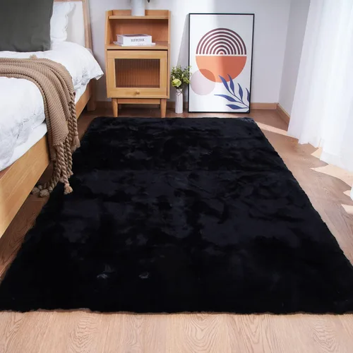 Vista 60 de Ghouse Alfombra ultrasuave de pelo sintético de conejo 2x3, alfombras lavables a máquina para dormitorio, alfombras esponjosas para sala de estar