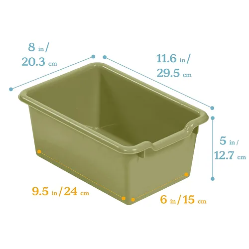 Vista 2 de ECR4Kids Cubo de almacenamiento frontal con cucharada, organización multiusos, color verde helecho, 30 piezas