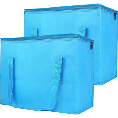 Vista 22 de Bodaon - Paquete de 2 bolsas de compras reutilizables y aisladas para comestibles, tamaño XL, bolsa térmica para picnic con cierre superior, bolsa
