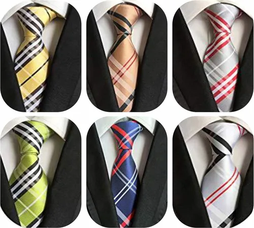 Vista 97 de WeiShang Lote de 6 corbatas clásicas de seda para hombre, corbatas tejidas jacquard Style 29