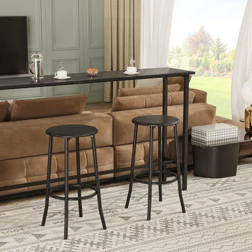 Vista 5 de IDEALHOUSE Juego de 2 taburetes de bar de madera maciza para isla de cocina, elegantes y resistentes