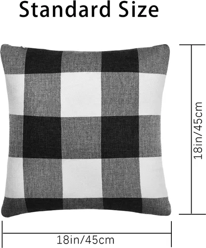 Vista 7 de Tosewever Juego de 2 fundas de almohada rústicas a cuadros de búfalo, fundas de almohada de lino y algodón para decoración del hogar, automóvil