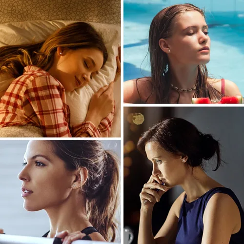 Vista 3 de MILACOLATO 5 PACK Titanium Stud Earrings for Women Men Hypoallergenic Titanium Post Stud Earrings Flatback Cubic Zirconia 20G Tragus Cartilage