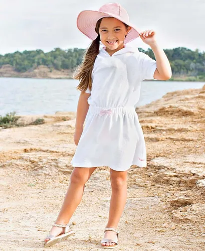 Vista 3 de RuffleButts Vestido de playa con capucha de tela de rizo para bebés y niñas pequeñas